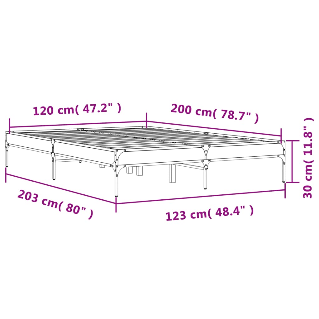 vidaXL Bed Frame without Mattress Black 120x200 cm