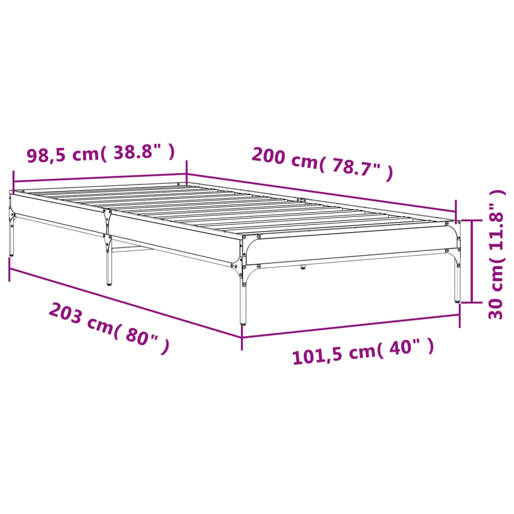vidaXL Bed Frame without Mattress Brown Oak 100x200 cm