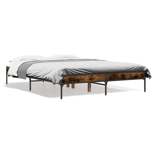 vidaXL Bed Frame without Mattress Smoked Oak 135x190 cm