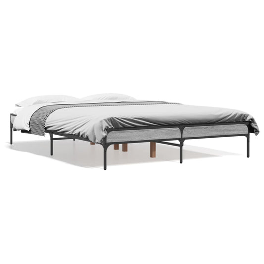vidaXL Bed Frame without Mattress Grey Sonoma 135x190 cm