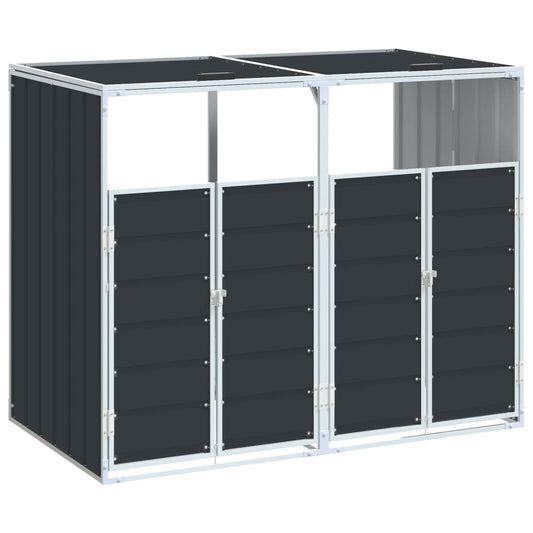vidaXL Wheelie Bin Storage for Double Bins Anthracite 144x81x113 cm