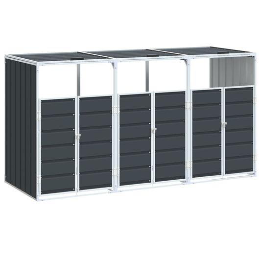 vidaXL Wheelie Bin Storage for Triple Bins Anthracite 216x81x115 cm