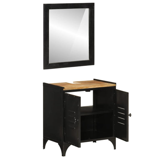 vidaXL Bathroom Furniture Set | Natural wood, Black