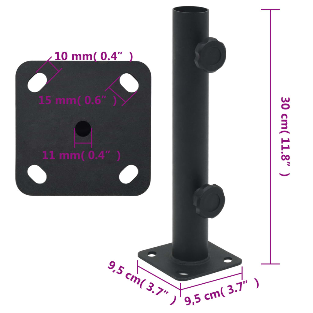vidaXL Parasol Base for Ø32/34/38 mm Pole Matt Black Steel