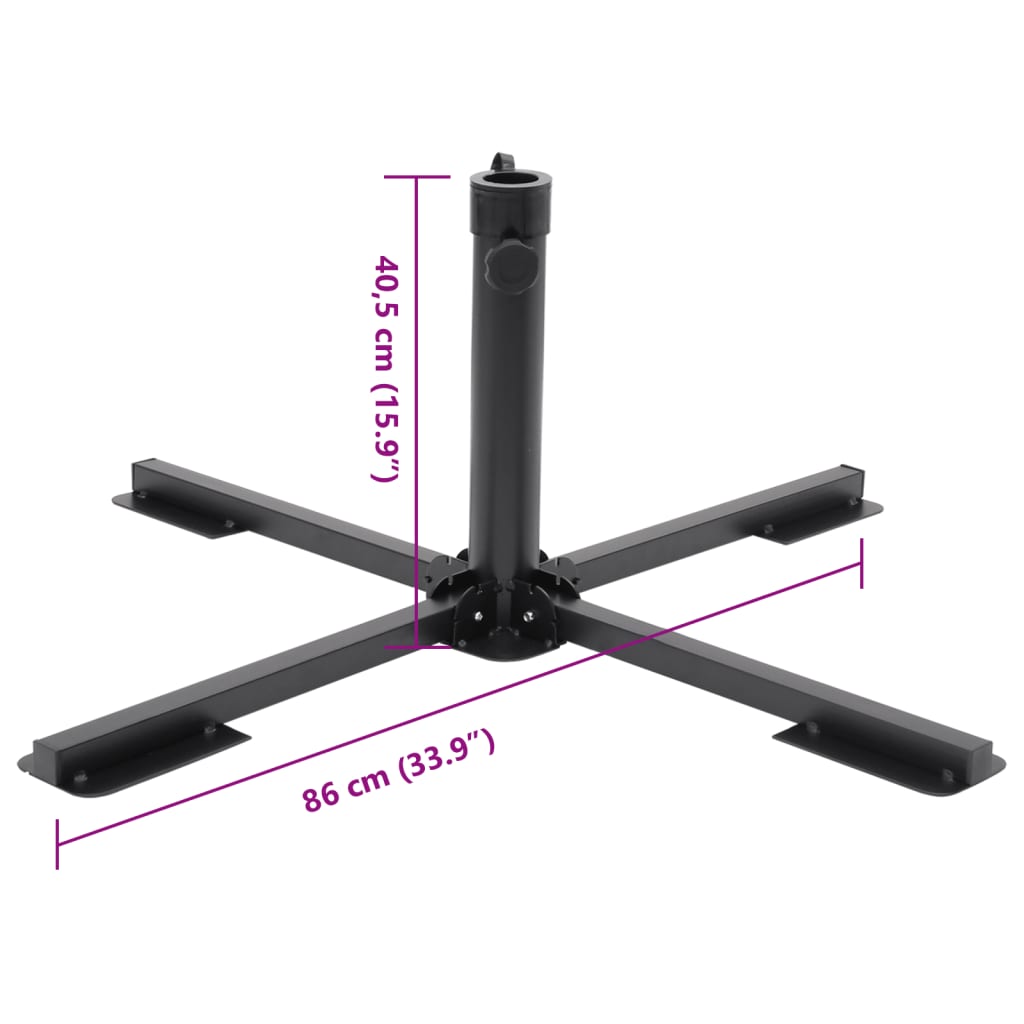 vidaXL Parasol Base Foldable for Ø38/48 mm Pole Glossy Black Steel