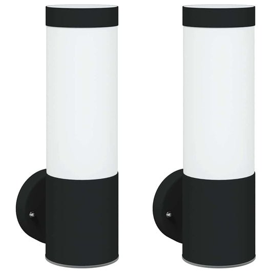 vidaXL Outdoor Wall Lights 2 pcs Black Stainless Steel IP44