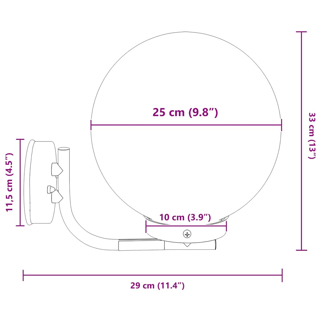 vidaXL Outdoor Wall Light Silver Stainless Steel IP44