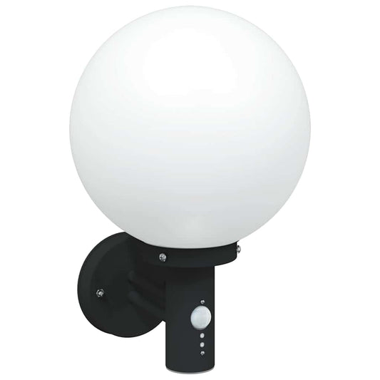 vidaXL Outdoor Wall Light with Sensor Black Stainless Steel IP44