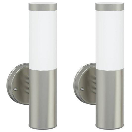 vidaXL Outdoor Wall Light 2 pcs Silver 15 x 7.5 x 33 cm