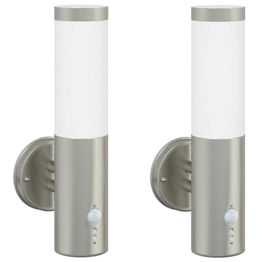 vidaXL Outdoor Wall Lights 2 pcs Silver 15 x 7.5 x 33 cm