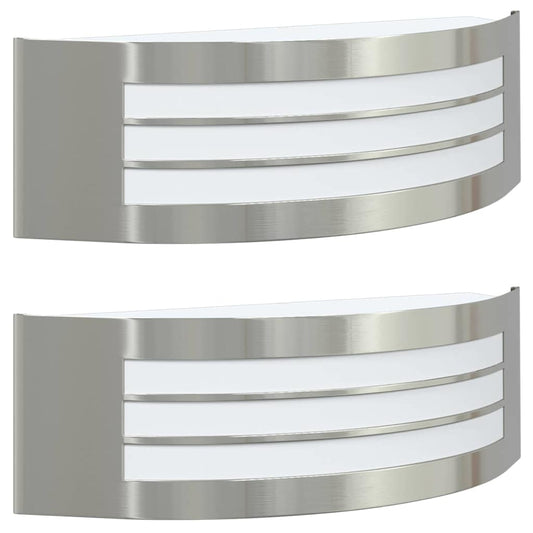 vidaXL Outdoor Wall Light 2 pcs Silver Stainless Steel IP44