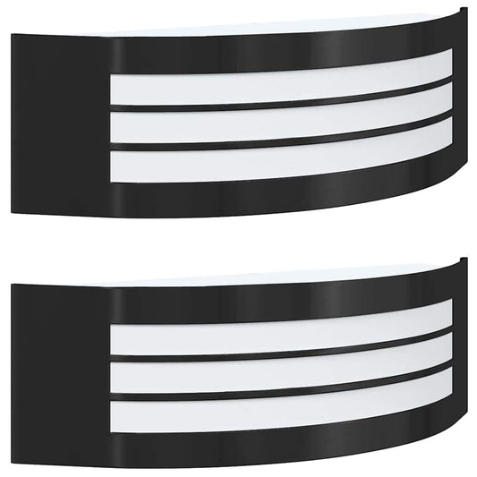 vidaXL Outdoor Wall Light 2 pcs Black Stainless Steel IP44