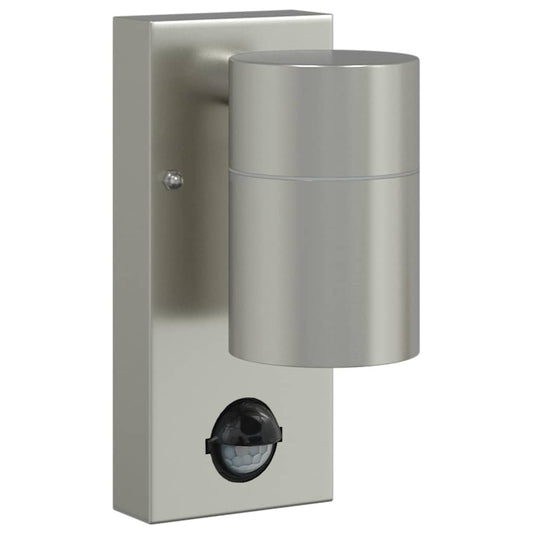 vidaXL Outdoor Wall Light with Sensor Silver Stainless Steel IP44