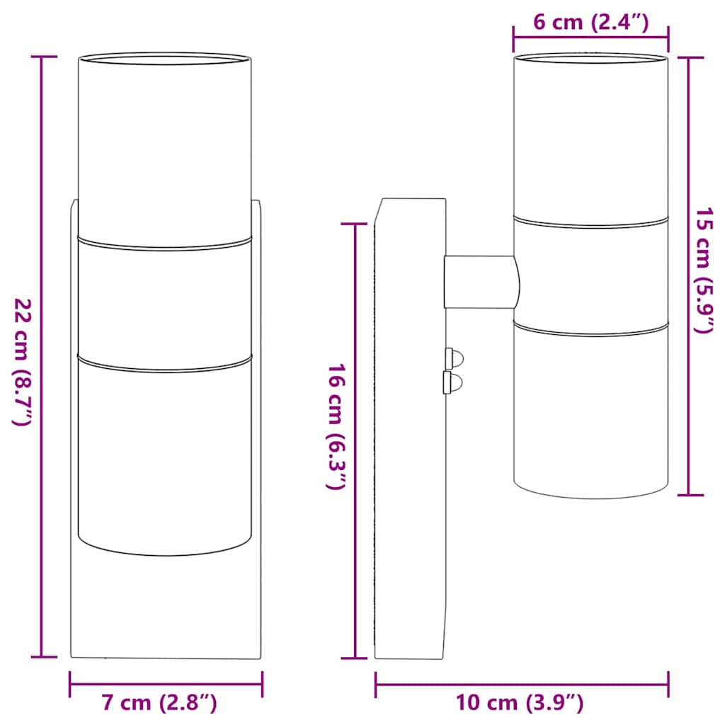 vidaXL Outdoor Wall Light Silver Stainless Steel IP44