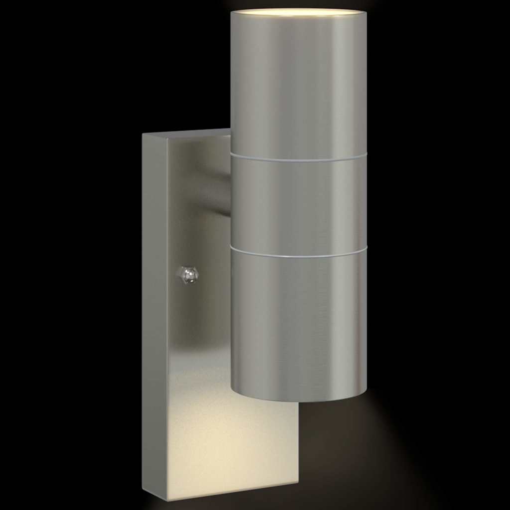 vidaXL Outdoor Wall Light 2 pcs Silver 7 x 10 x 22 cm