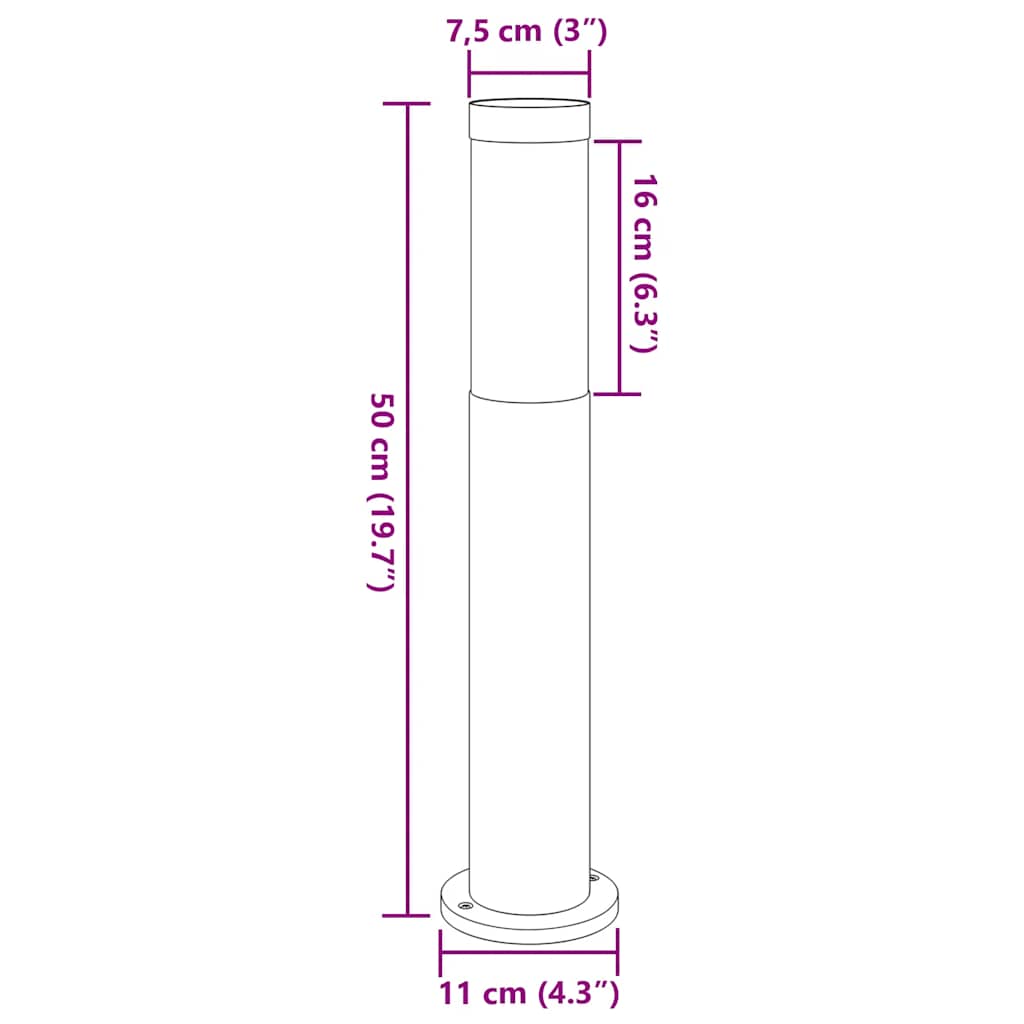 vidaXL Bollard Lights 3pcs 50 cm Stainless Steel IP44