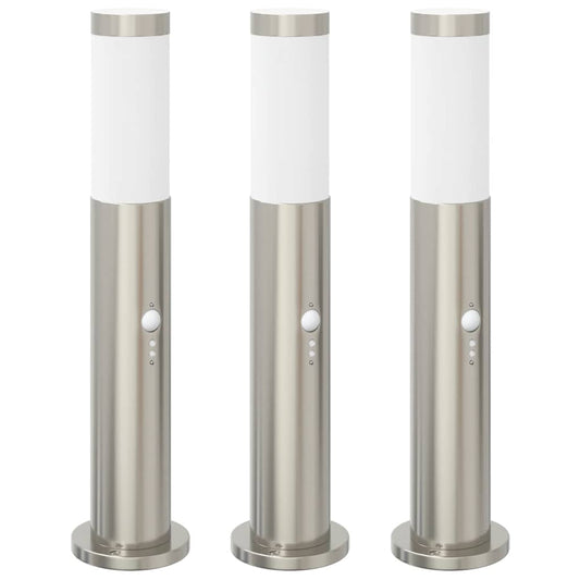vidaXL Bollard Lights with Sensor 3pcs 50 cm Stainless Steel IP44