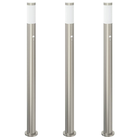 vidaXL Bollard Lights with Sensor 3pcs 110 cm Stainless Steel IP44