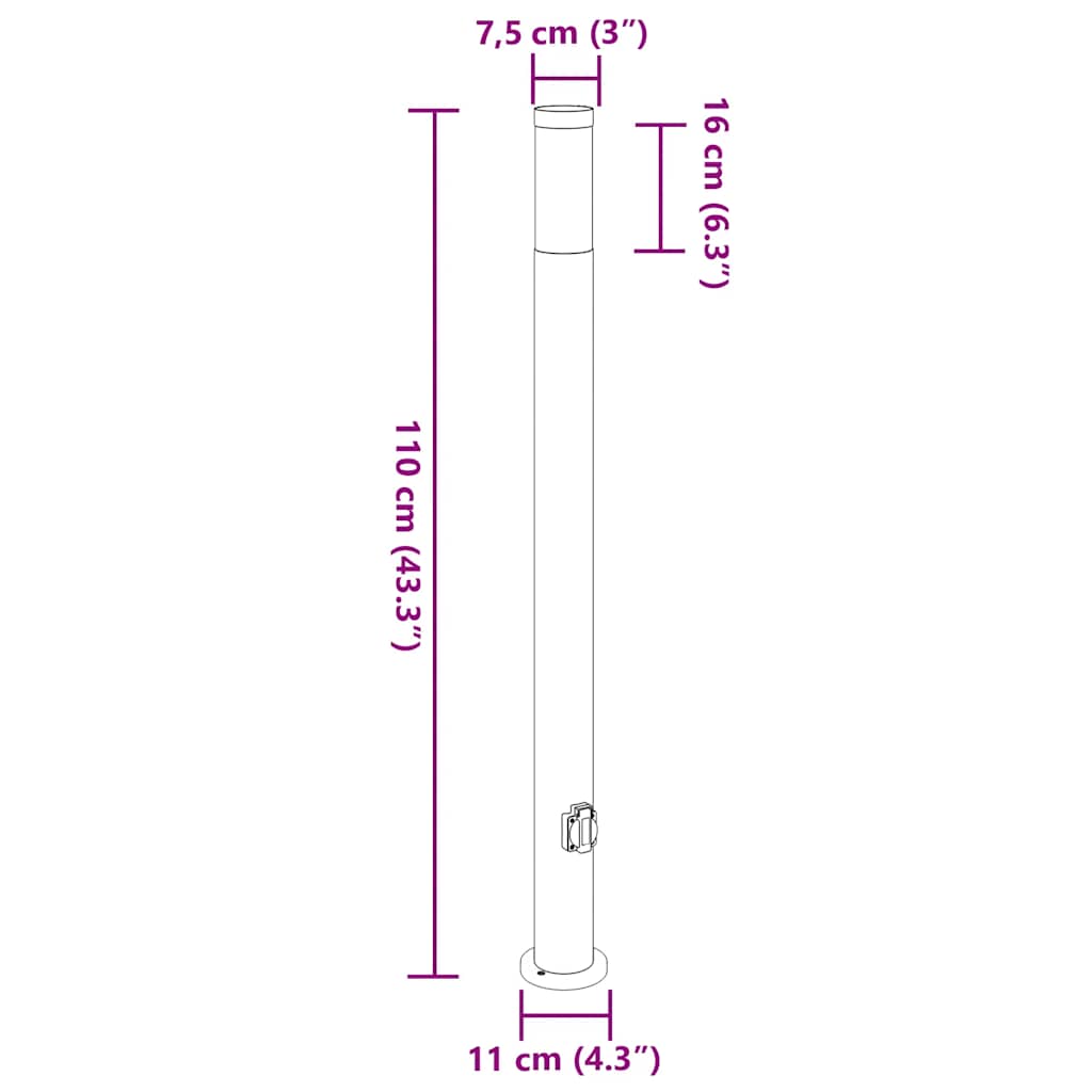 vidaXL Bollard Lights with Outlet 3pcs 110 cm Stainless Steel IP44