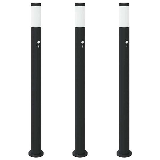 vidaXL Bollard Lights with Sensor 3pcs 110 cm Stainless Steel IP44