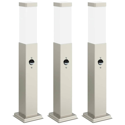 vidaXL Bollard Lights with Sensor 3 pcs 50 cm Stainless Steel IP44