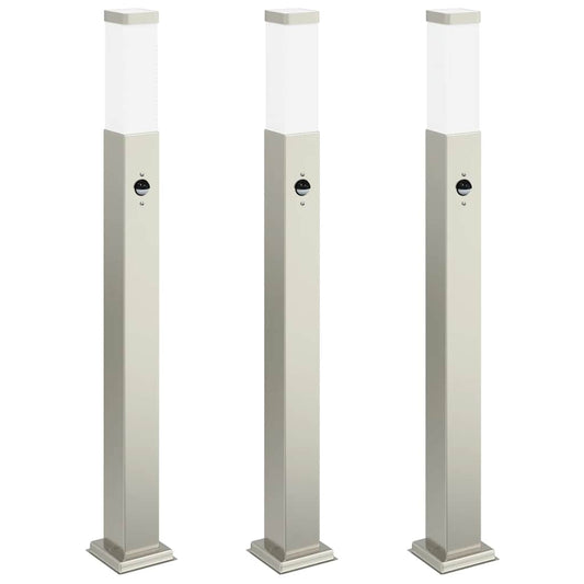 vidaXL Bollard Lights with Sensor 3 pcs 80 cm Stainless Steel IP44