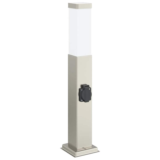 vidaXL Bollard Light with Outlet 50 cm Stainless Steel IP44