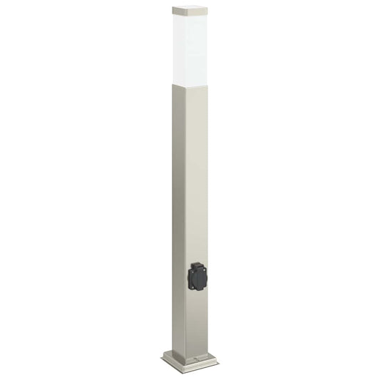 vidaXL Bollard Light with Outlet 80 cm Stainless Steel IP44