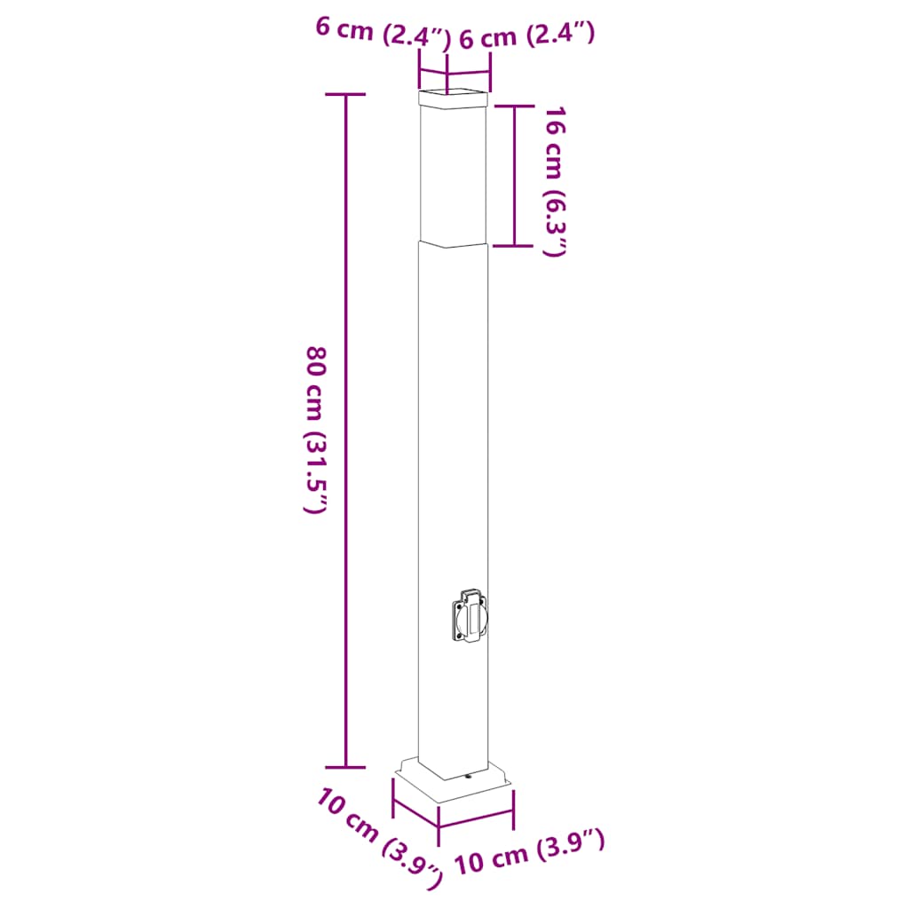 vidaXL Bollard Lights with Outlet 3 pcs 80 cm Stainless Steel IP44