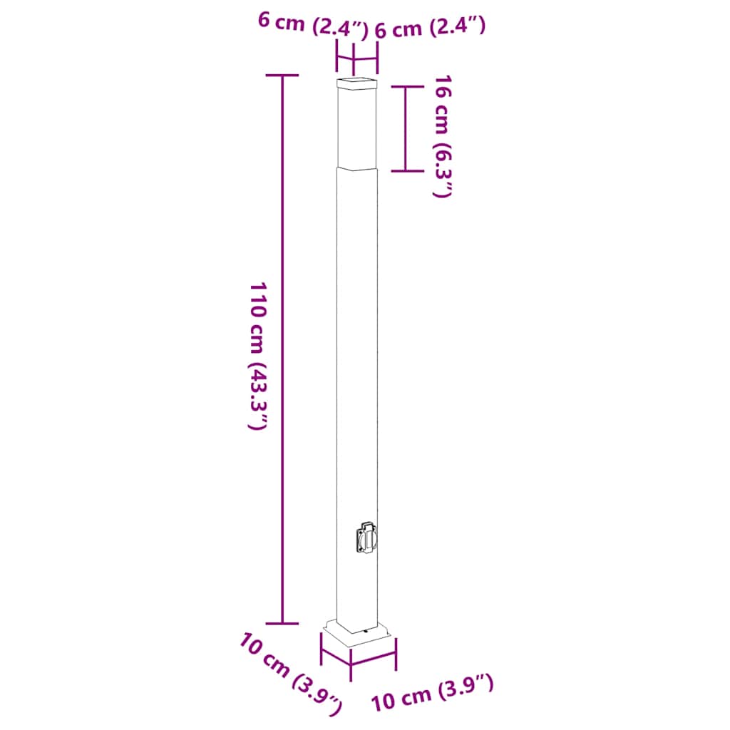 vidaXL Bollard Lights with Outlet 3 pcs 110 cm Stainless Steel IP44