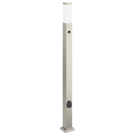 vidaXL Bollard Light with Sensor&Outlet 110 cm Stainless Steel IP44