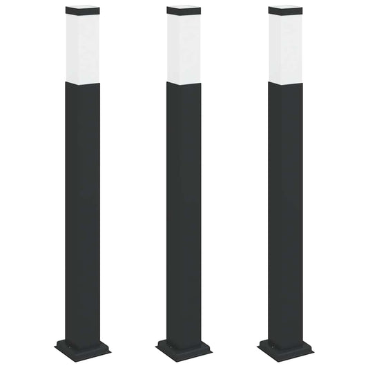 vidaXL Bollard Lights 3 pcs 80 cm Black IP44