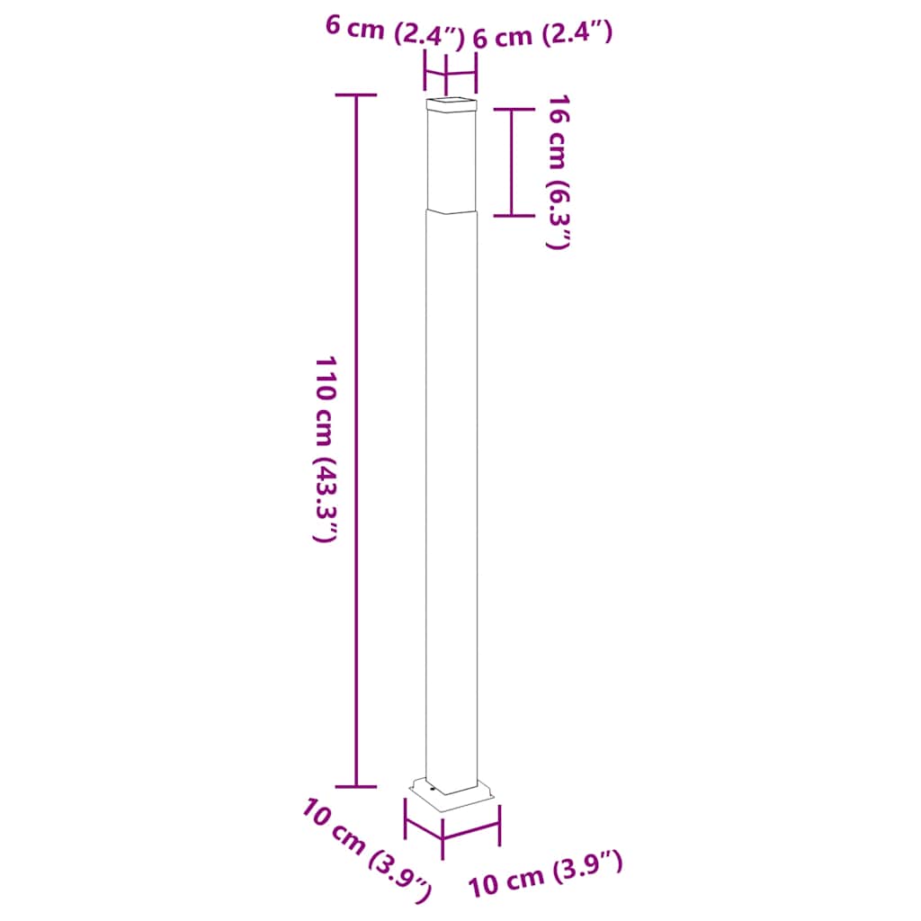 vidaXL Bollard Lights 3 pcs 110 cm Black IP44