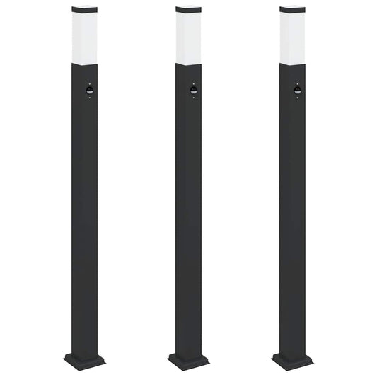 vidaXL Bollard Lights with Sensor 3 pcs 110 cm Black IP44