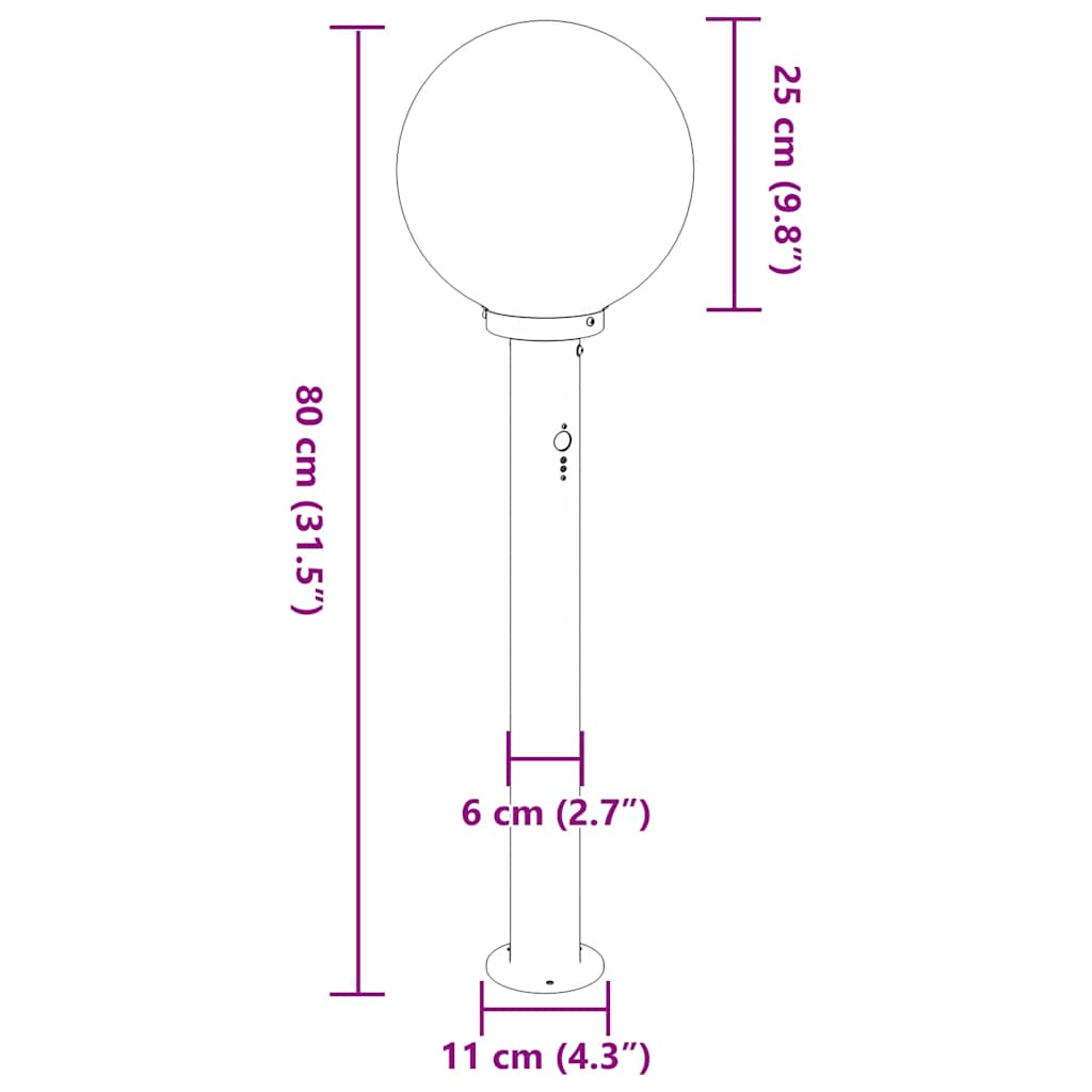 vidaXL Bollard Light with Sensor 80 cm Stainless Steel IP44