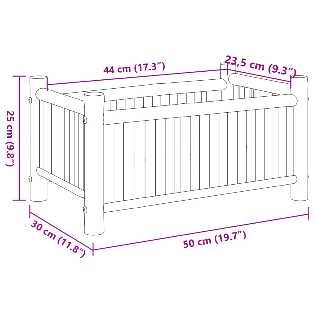 vidaXL Planter 50x30x25 cm Bamboo