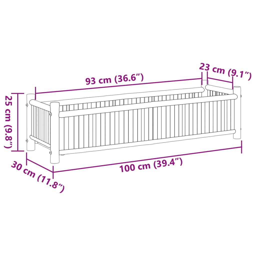 vidaXL Planter 100x30x25 cm Bamboo