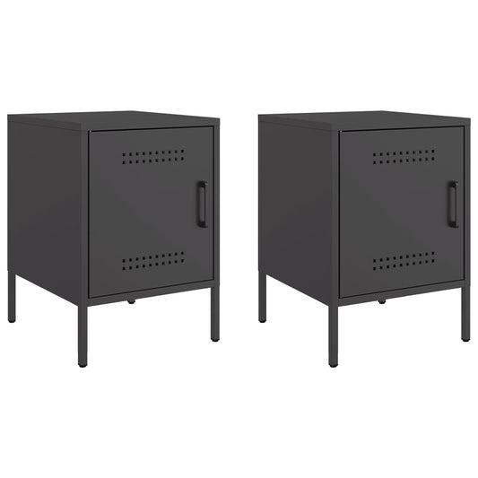 vidaXL Bedside Cabinets 2 pcs Black 36x39x50,5 cm Steel