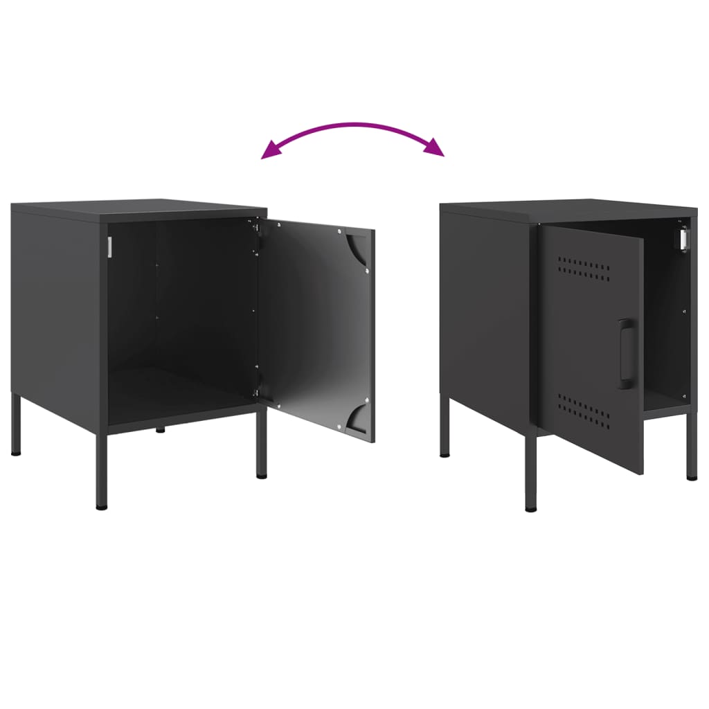 vidaXL Bedside Cabinets 2 pcs Black 36x39x50,5 cm Steel