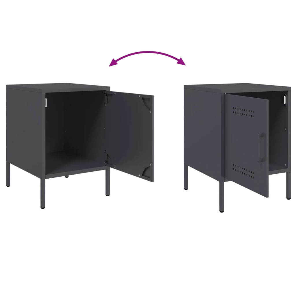 vidaXL Bedside Cabinets 2 pcs Anthracite 36x39x50,5 cm Steel
