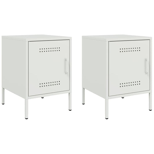 vidaXL Bedside Cabinets 2 pcs White 36x39x50,5 cm Steel