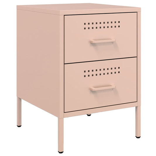 vidaXL Bedside Cabinet Pink 36x39x50,5 cm Steel
