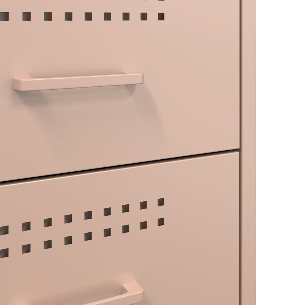 vidaXL Bedside Cabinet Pink 36x39x50,5 cm Steel