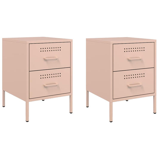 vidaXL Bedside Cabinets 2 pcs Pink 36x39x50,5 cm Steel