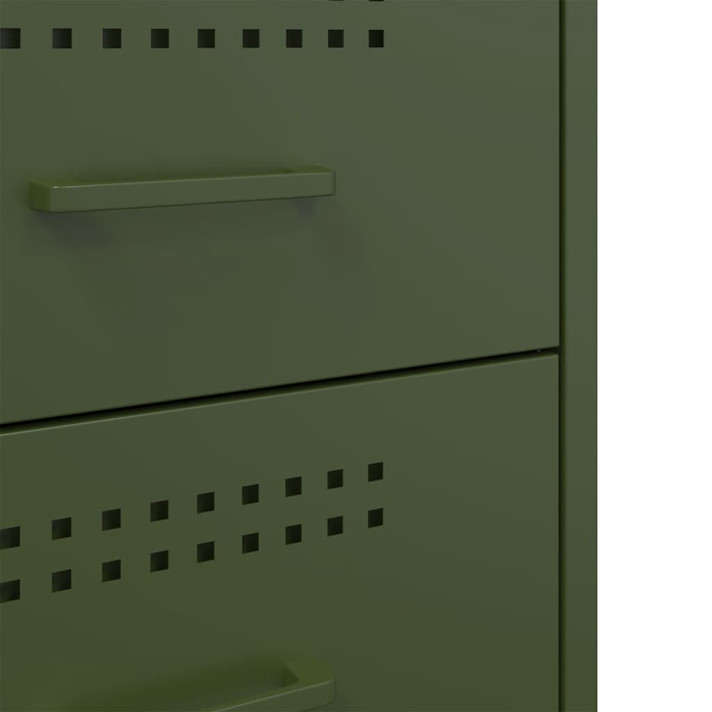 vidaXL Bedside Cabinets 2 pcs Olive Green 36x39x50,5 cm Steel
