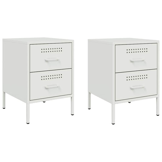 vidaXL Bedside Cabinets 2 pcs White 36x39x50,5 cm Steel