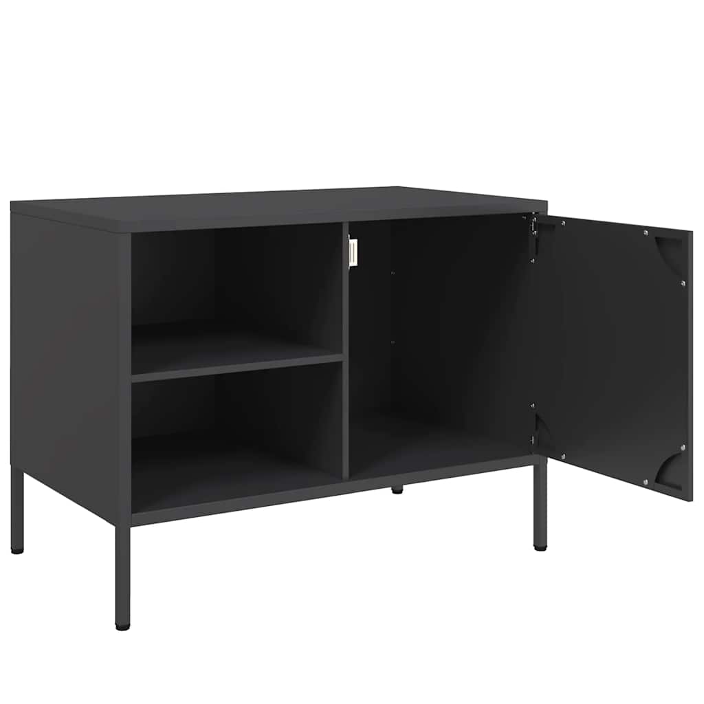 vidaXL TV Cabinet Black 68x39x50.5 cm Steel