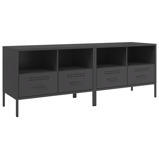 vidaXL 2 Piece TV Cabinet Set Black 68x39x50,5 cm Steel