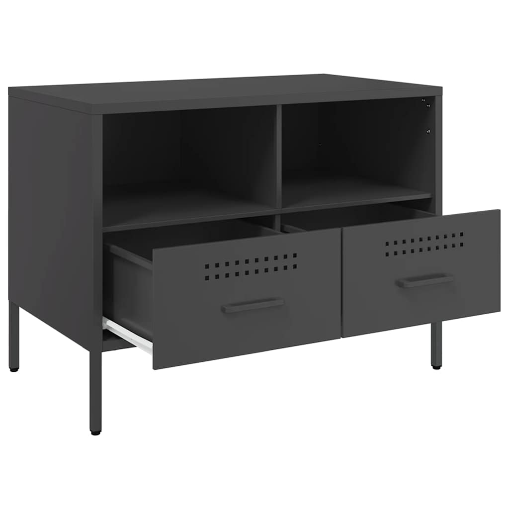 vidaXL 2 Piece TV Cabinet Set Black 68x39x50,5 cm Steel