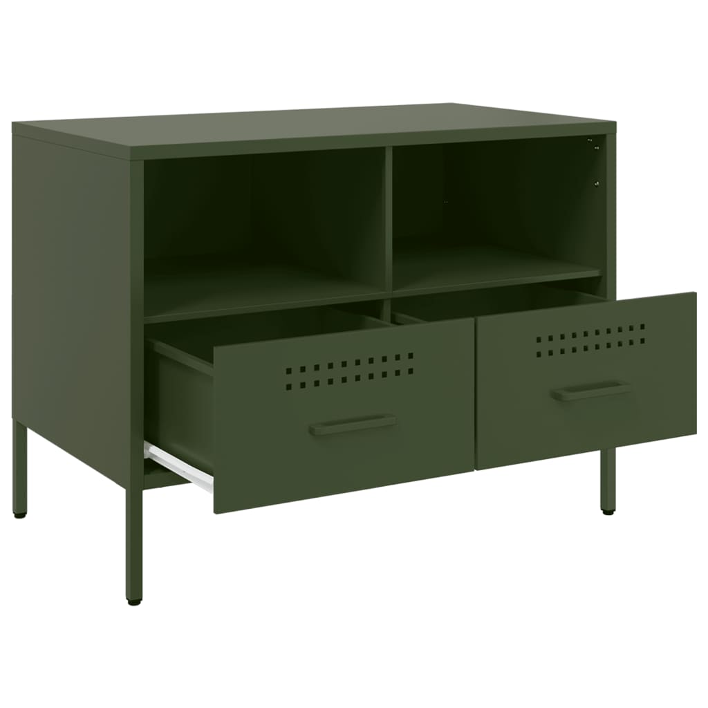 vidaXL 2 Piece TV Cabinet Set Olive Green 68x39x50,5 cm Steel